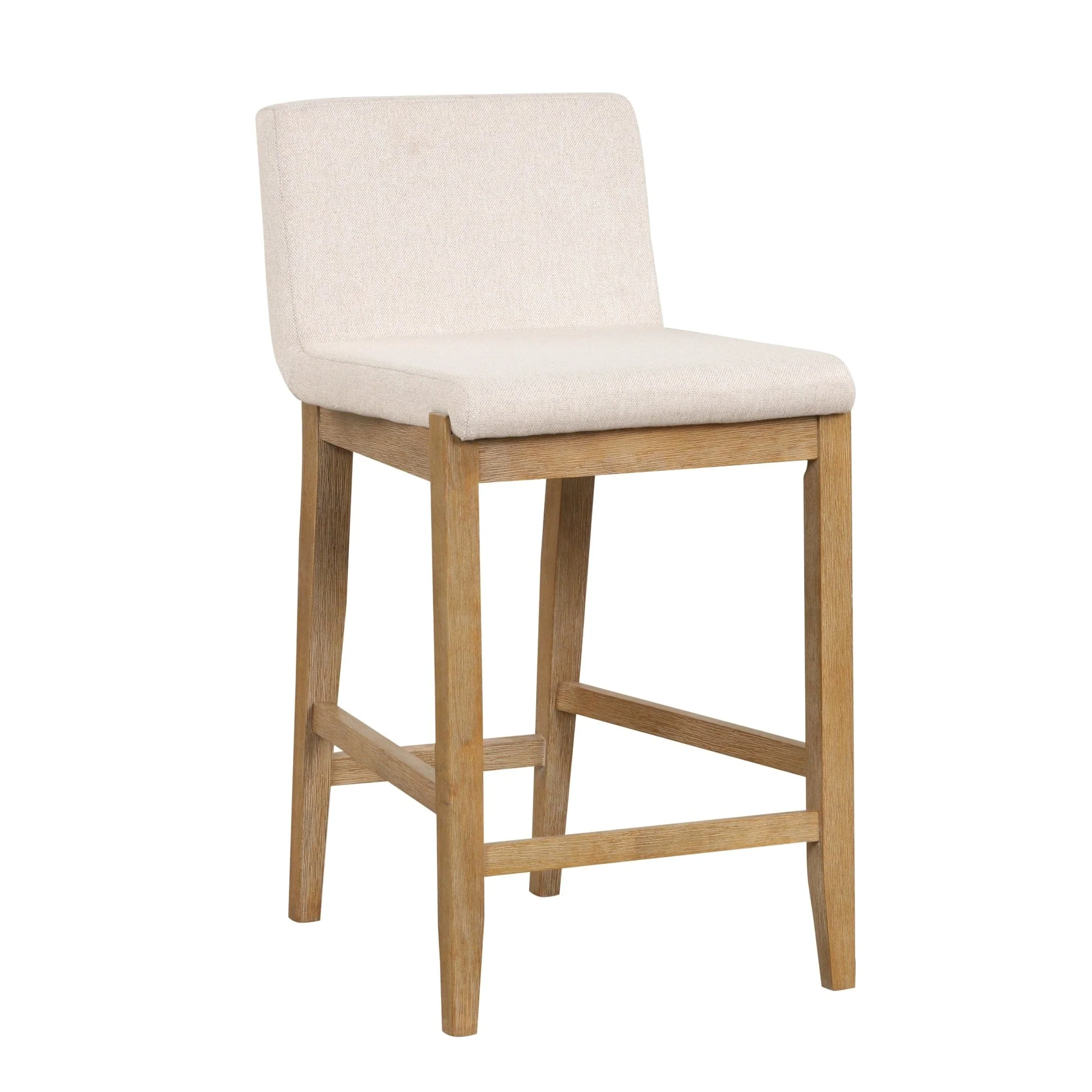 Gracie Modern Bar Stool, Boucle Upholstered Chair and Brushed Wooden Legs