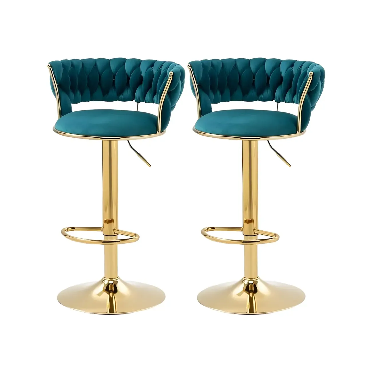 Gold Base Low Back Adjustable Swivel Bar Stool