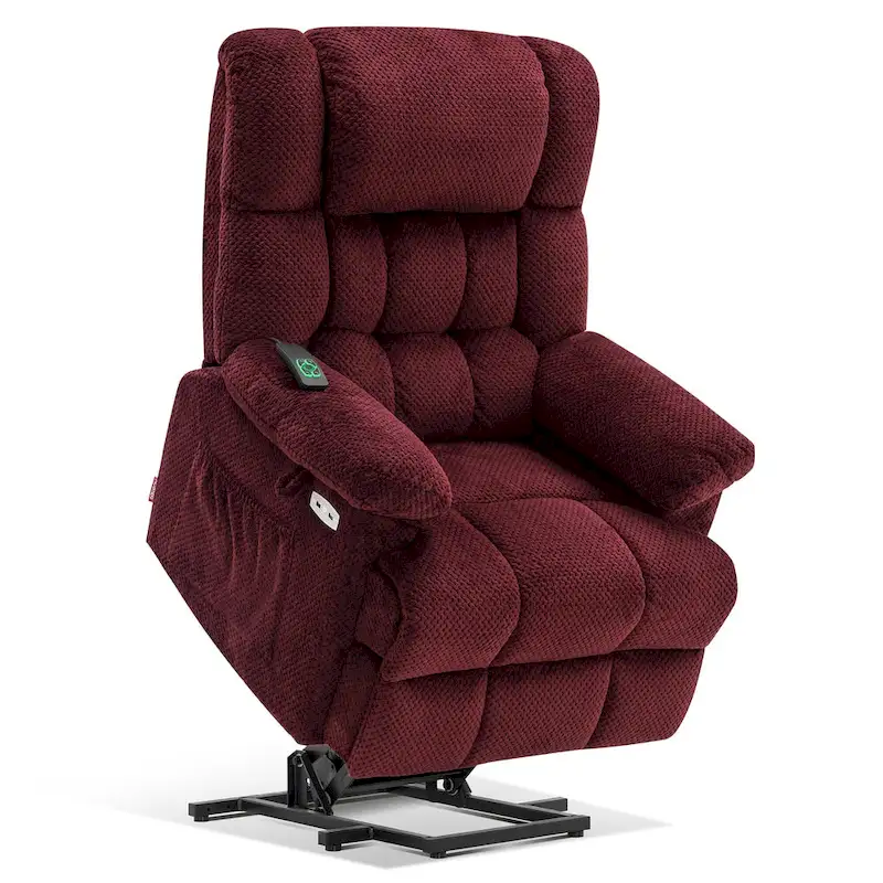MCombo Power Lift Recliner Chair with Massage, Heat, Adjustable Headrest, Extended Footrest-(PU/Fabric)