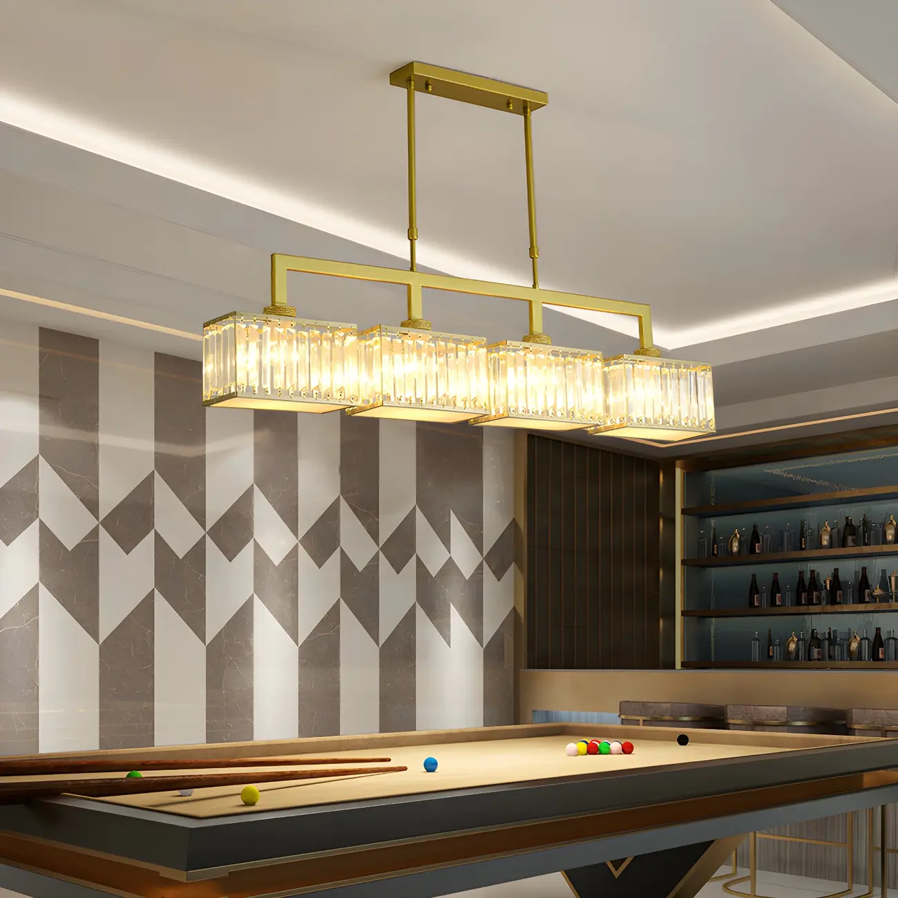 Kitchens Modern Crystal Gold Island Pendant Light