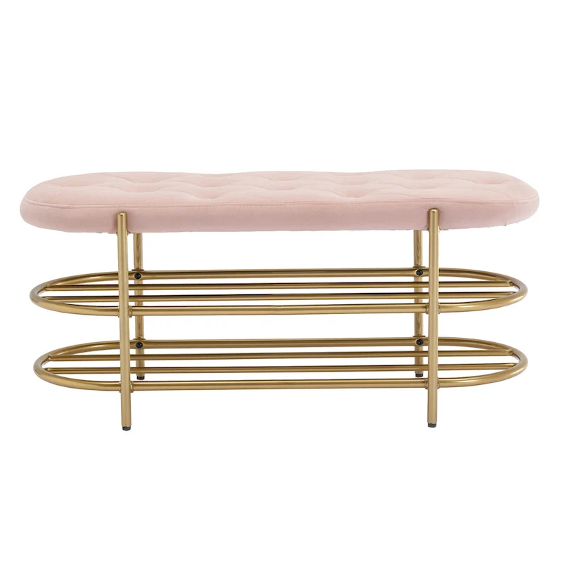 SEYNAR 40 Velvet Upholstered Living Room Bench with Double shoe rack