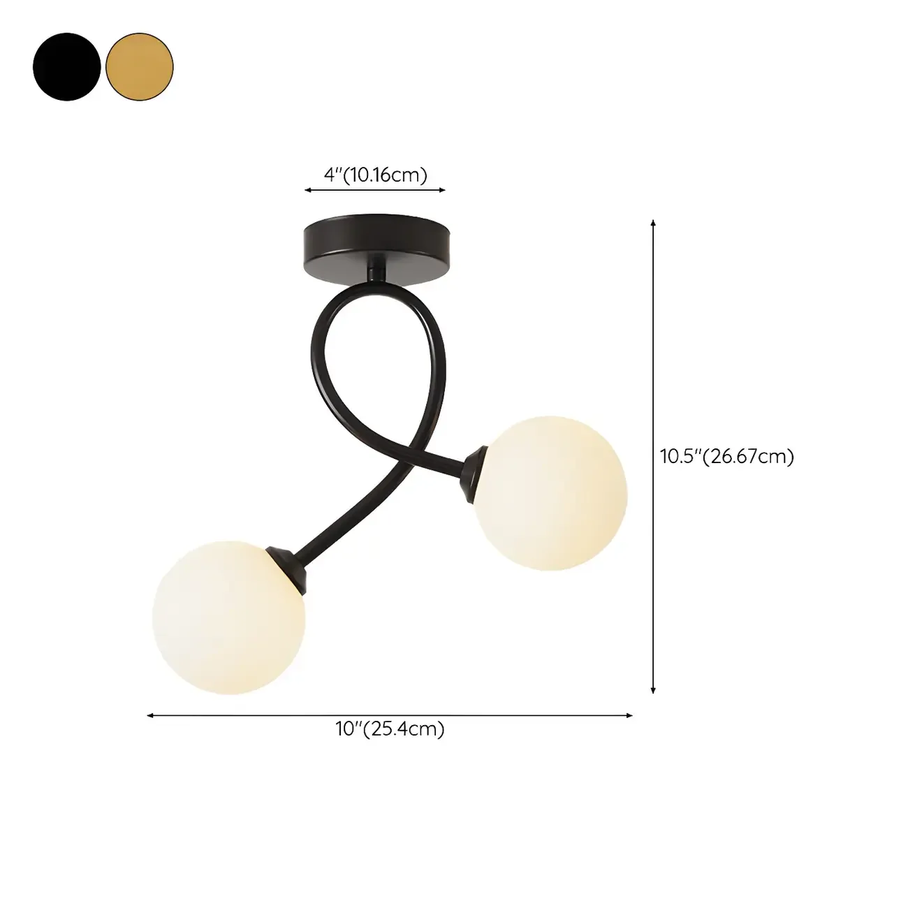 Hallway Dual Globe Glass Semi Flush Ceiling Light