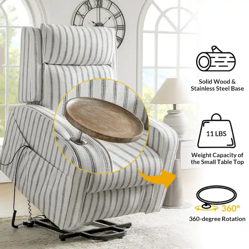 Darrell Modern Lift Assist Massage and Heating Power Recliner with Charing and Soild Wood Tray by HULALA HOME