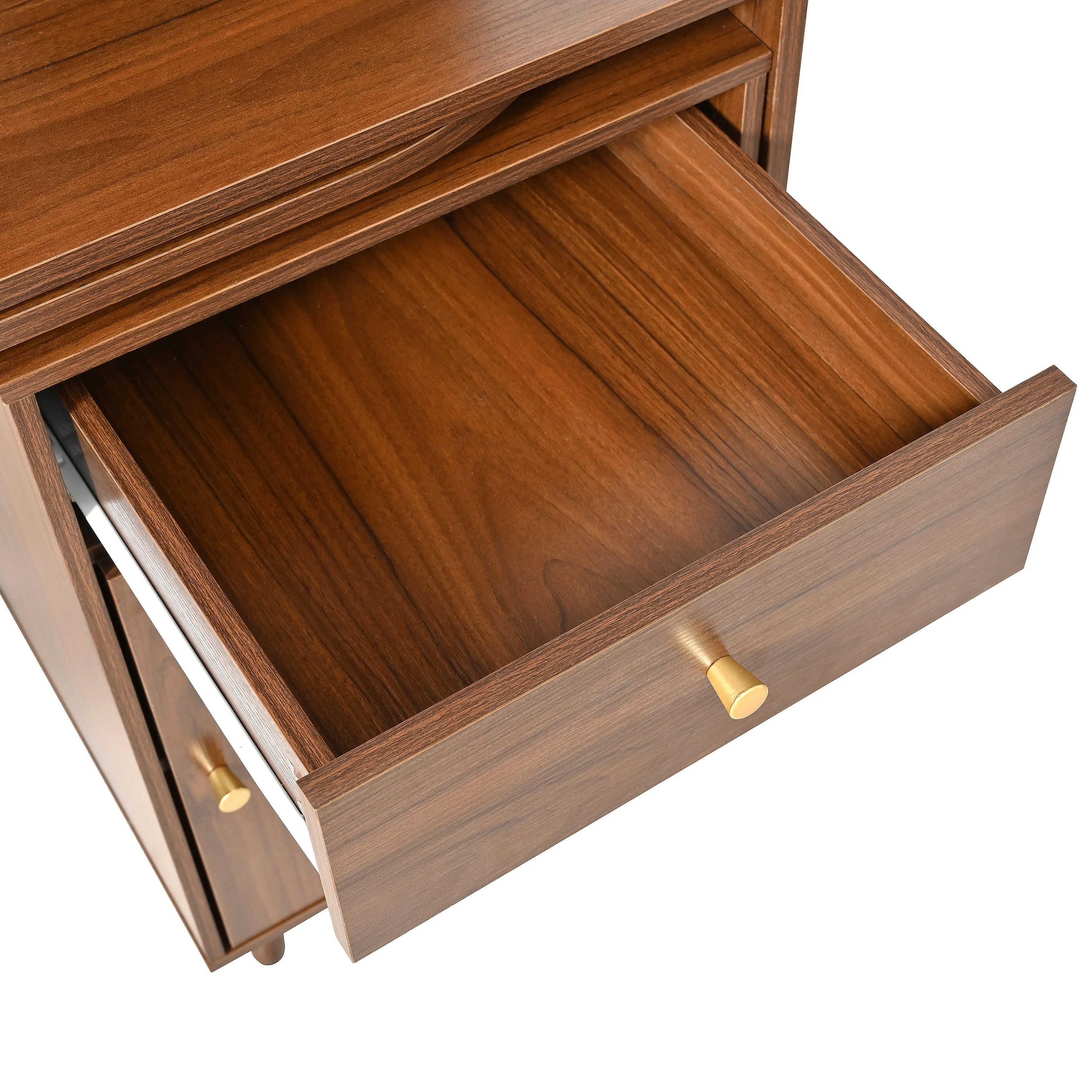 Walker Edison | Computer Desk with 90 Degree Rotating Desktop and Storage