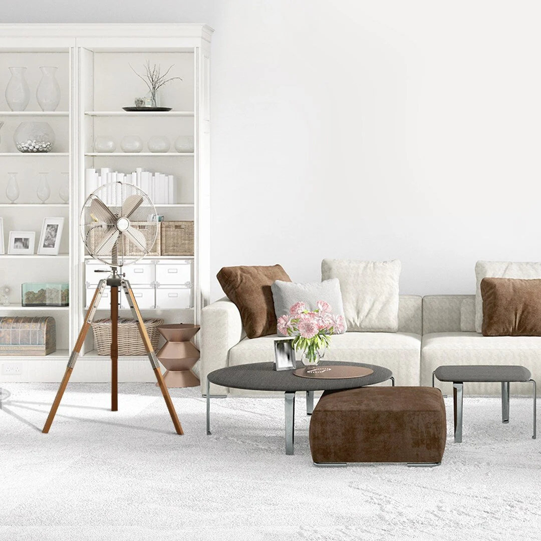 Star Fans Star Tripod 16-inch Stand Fan with Wooden Legs