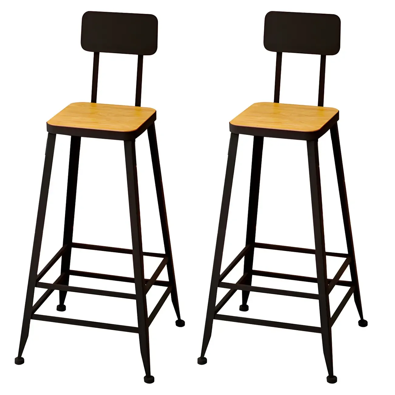 Saddle Wood Backless Bar Stools Metal Frame