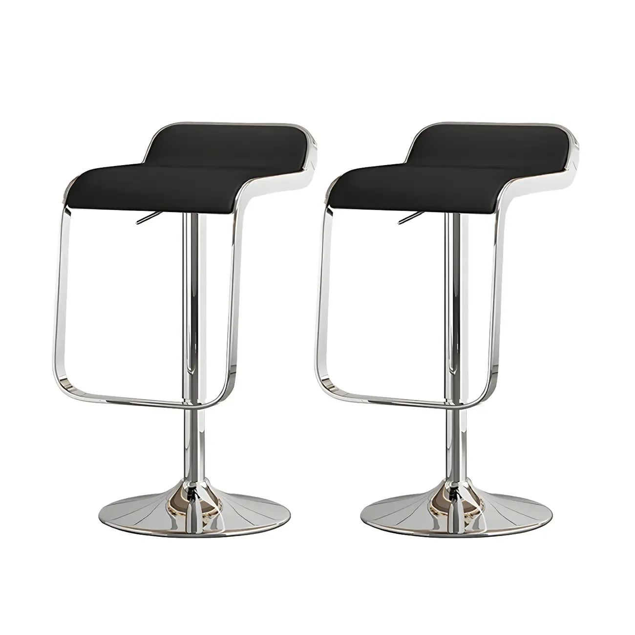 Leather Low Back Metal Adjustable Swivel Bar Stools