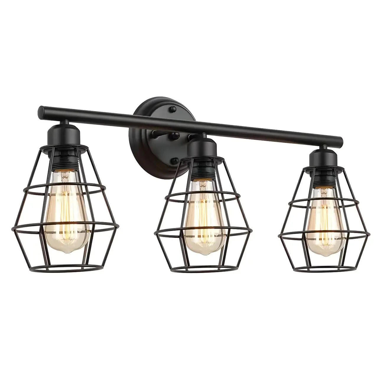 3-Light Industrial Metal Cage LED Vanity Light