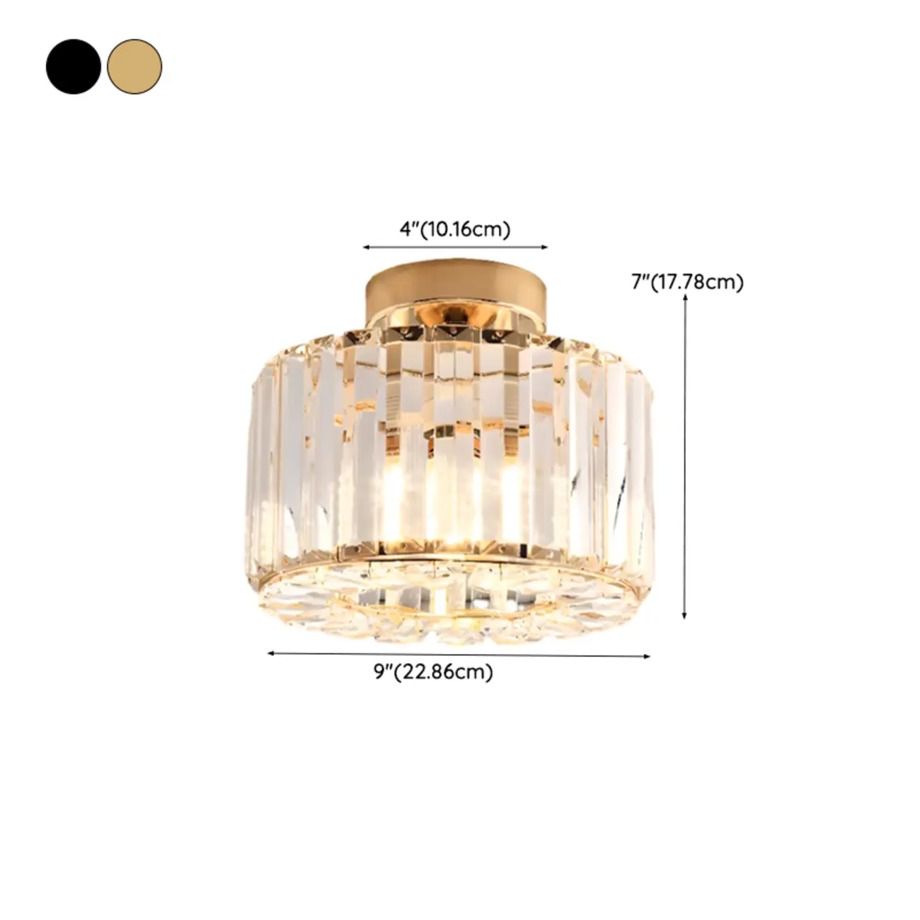 Stylish Square Crystal Semi-Flush LED Ceiling Light