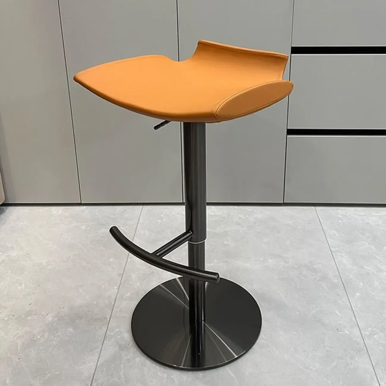 Modern Adjustable Faux Leather Swivel Bar Stools