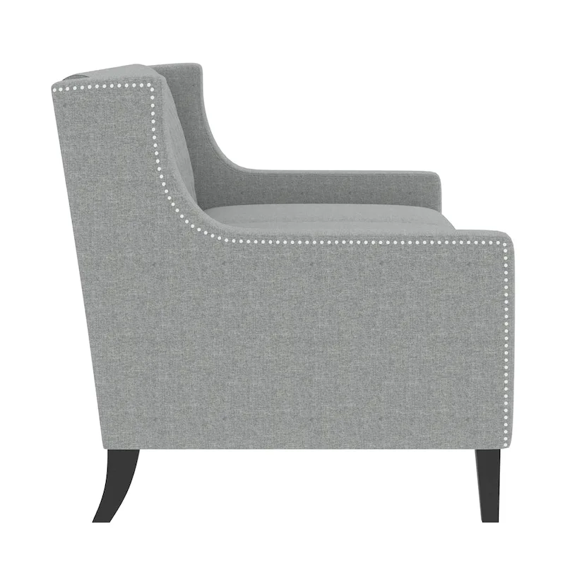 Grey 78.75 Polyester 3-Seater Sofa with Tufted Back and Cushions