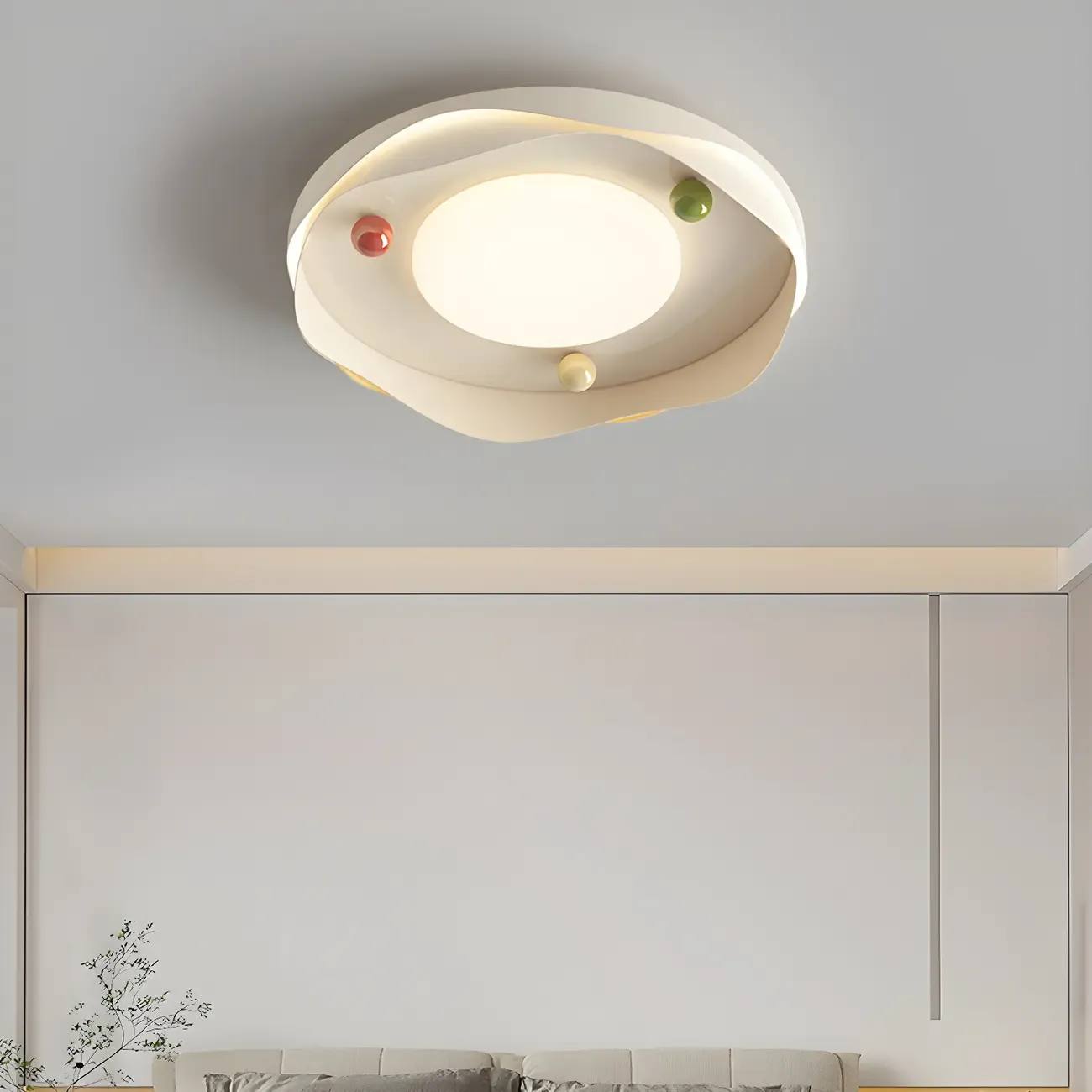 White Round Chic LED Dimmable Flush Mount Ceiling Light