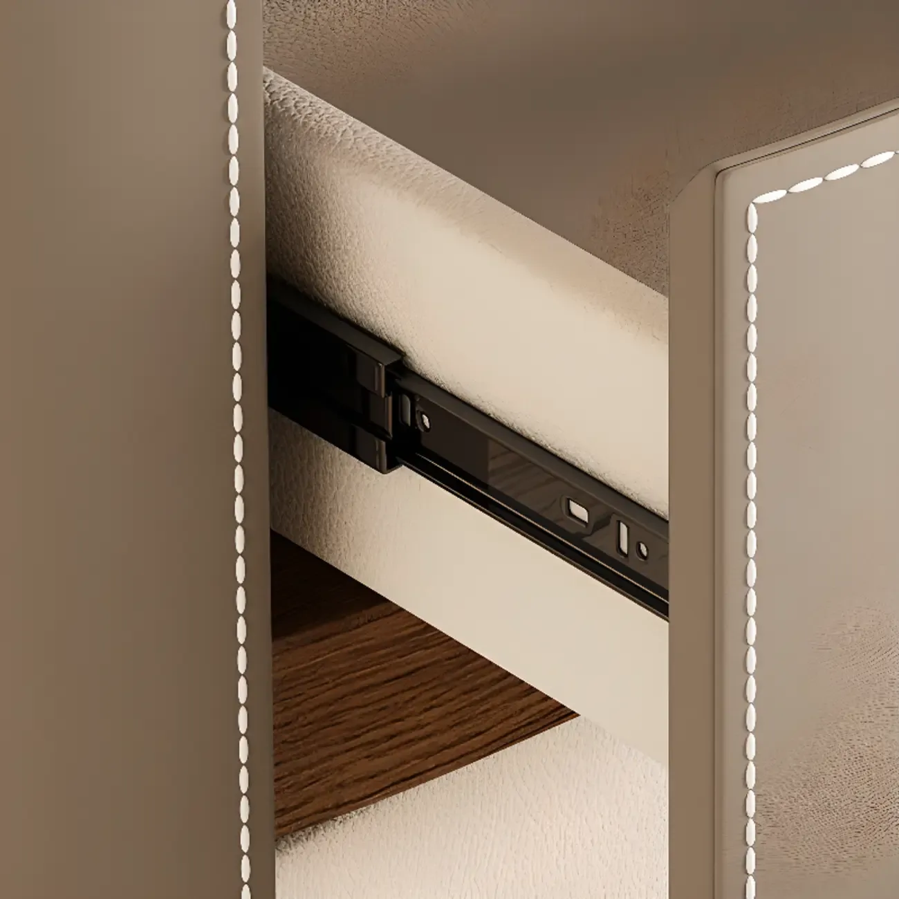 Trendy Low Tray-Top 2 Layer Solid Wood Nightstand