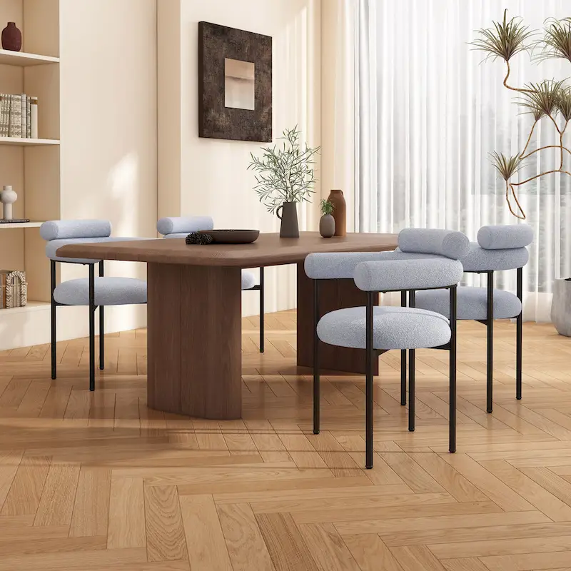 Naci Modern Fabric Arm Dining Chairs with Metal legs by Christopher Knight Home