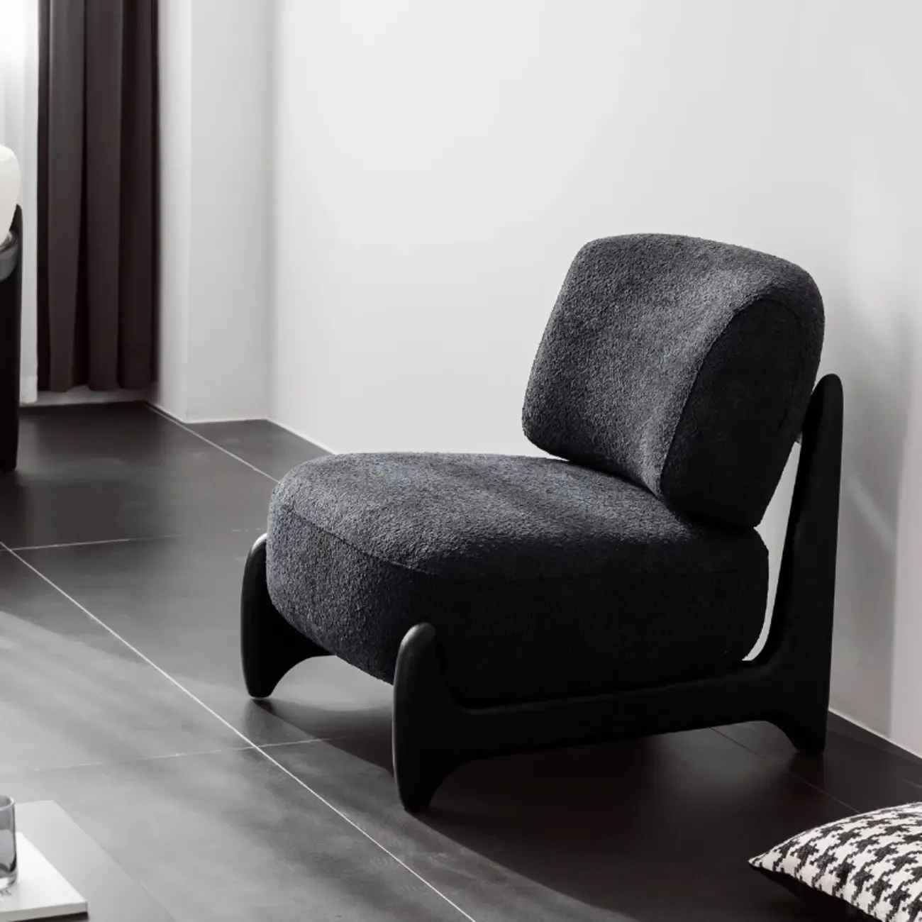 Modern Fabric Black Slipper Chair with Cushion