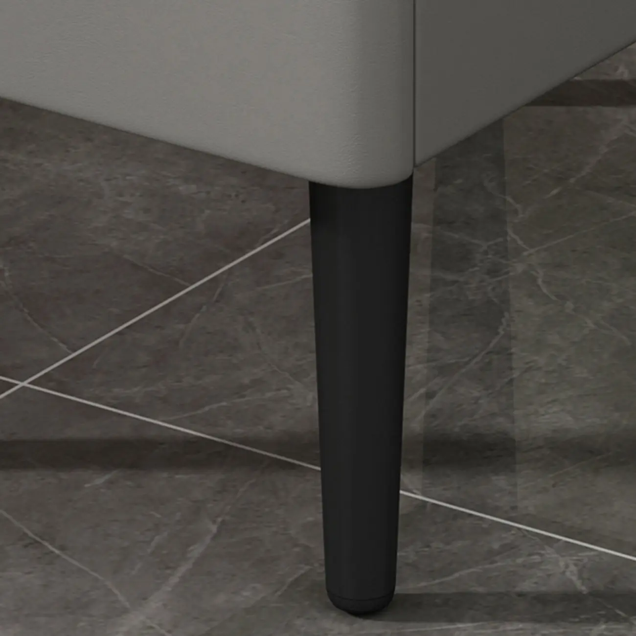 Trendy Gray Bedside 2-Drawer Nightstand with Stone Top