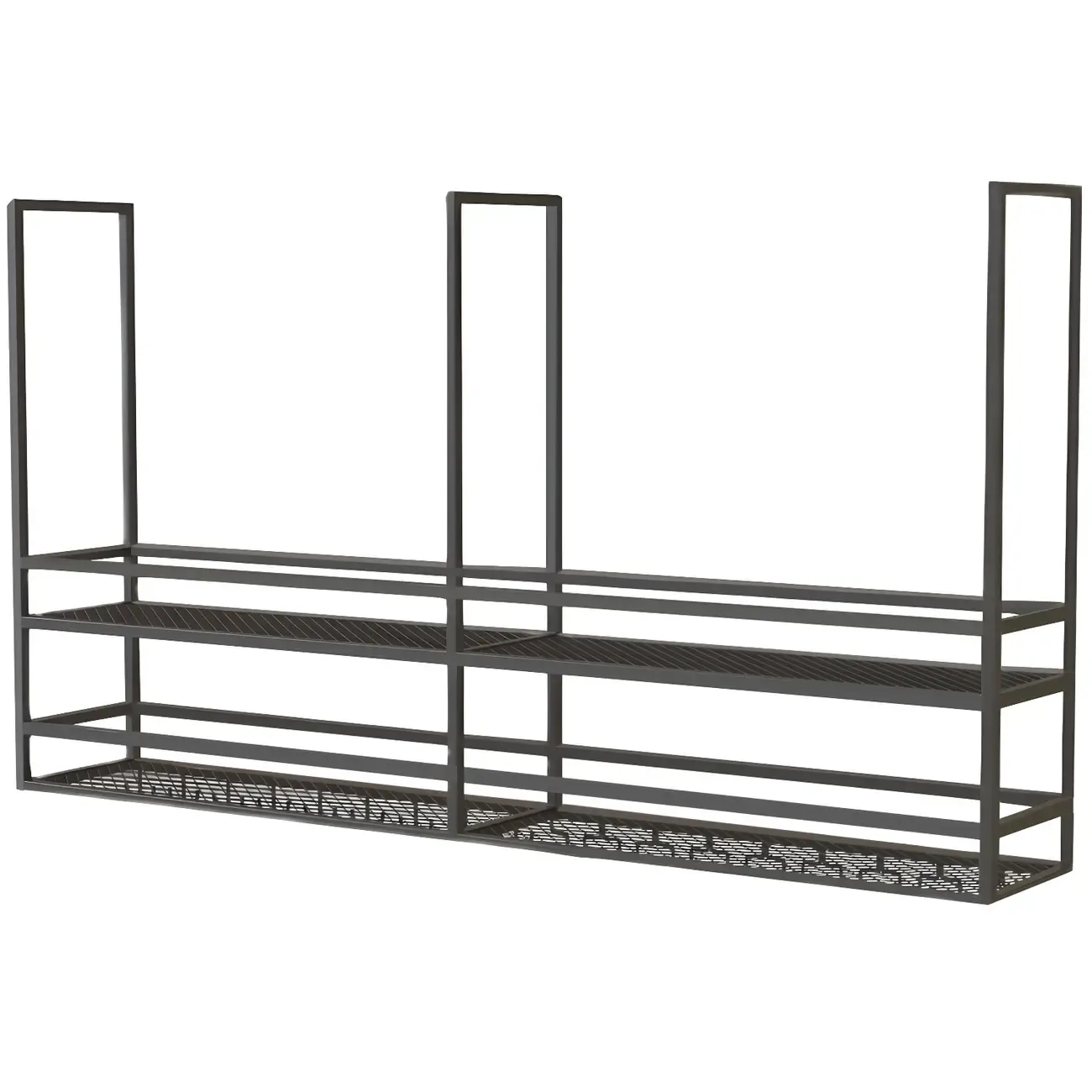 Black Metal Large Hanging Wine Rack with Glass Holder