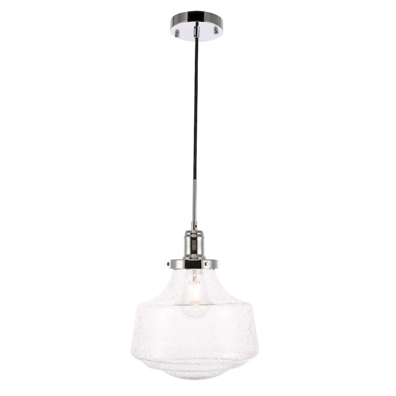 Klyli 11-inch 1-light Clear Seeded Glass Hanging Pendant