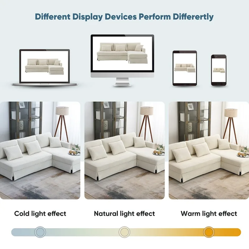 Modern 4-Seat L-Shaped Convertible Sofa with Reversible Chaise and Pillows