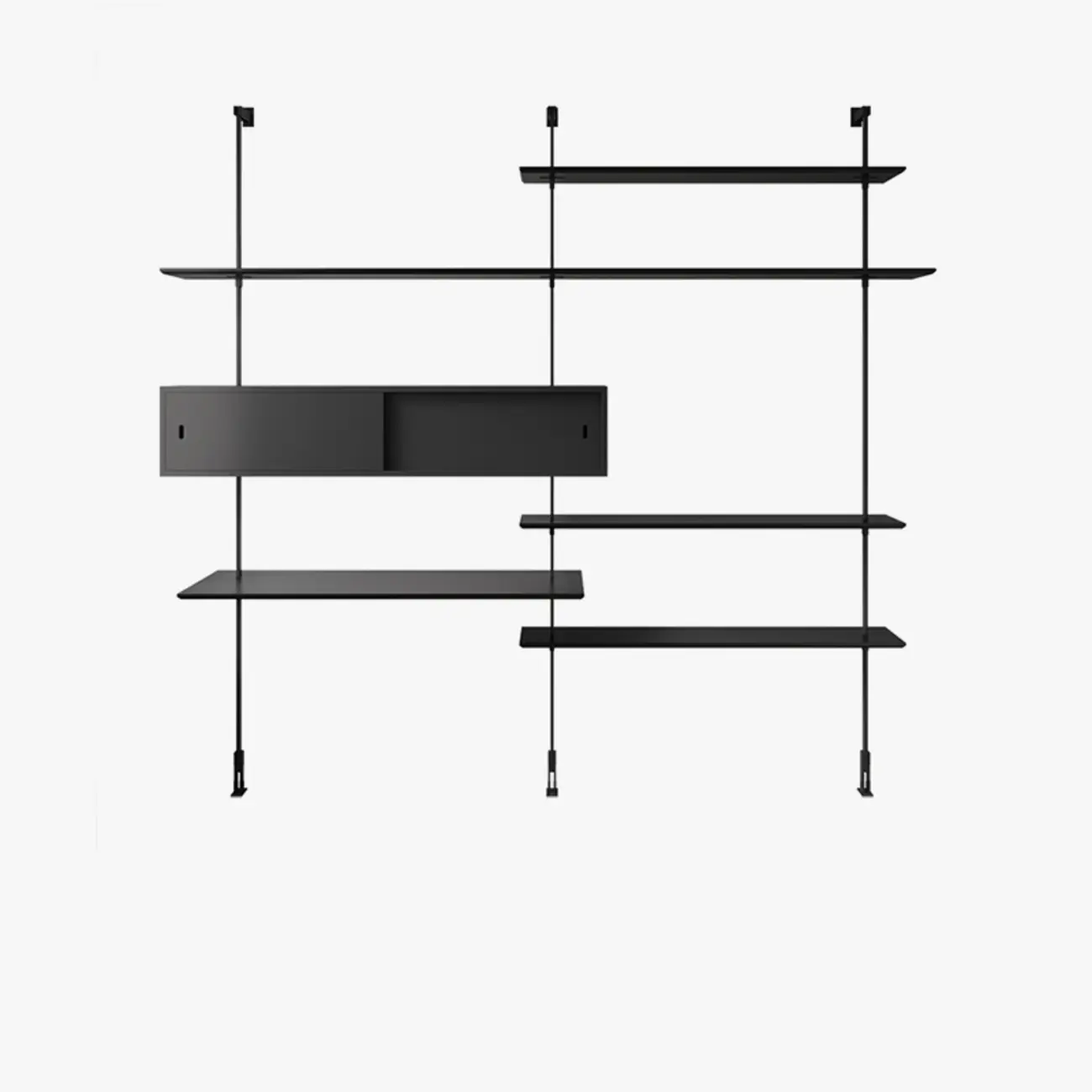Industrial Black Wood Modular Wall Shelving System Bookshelf