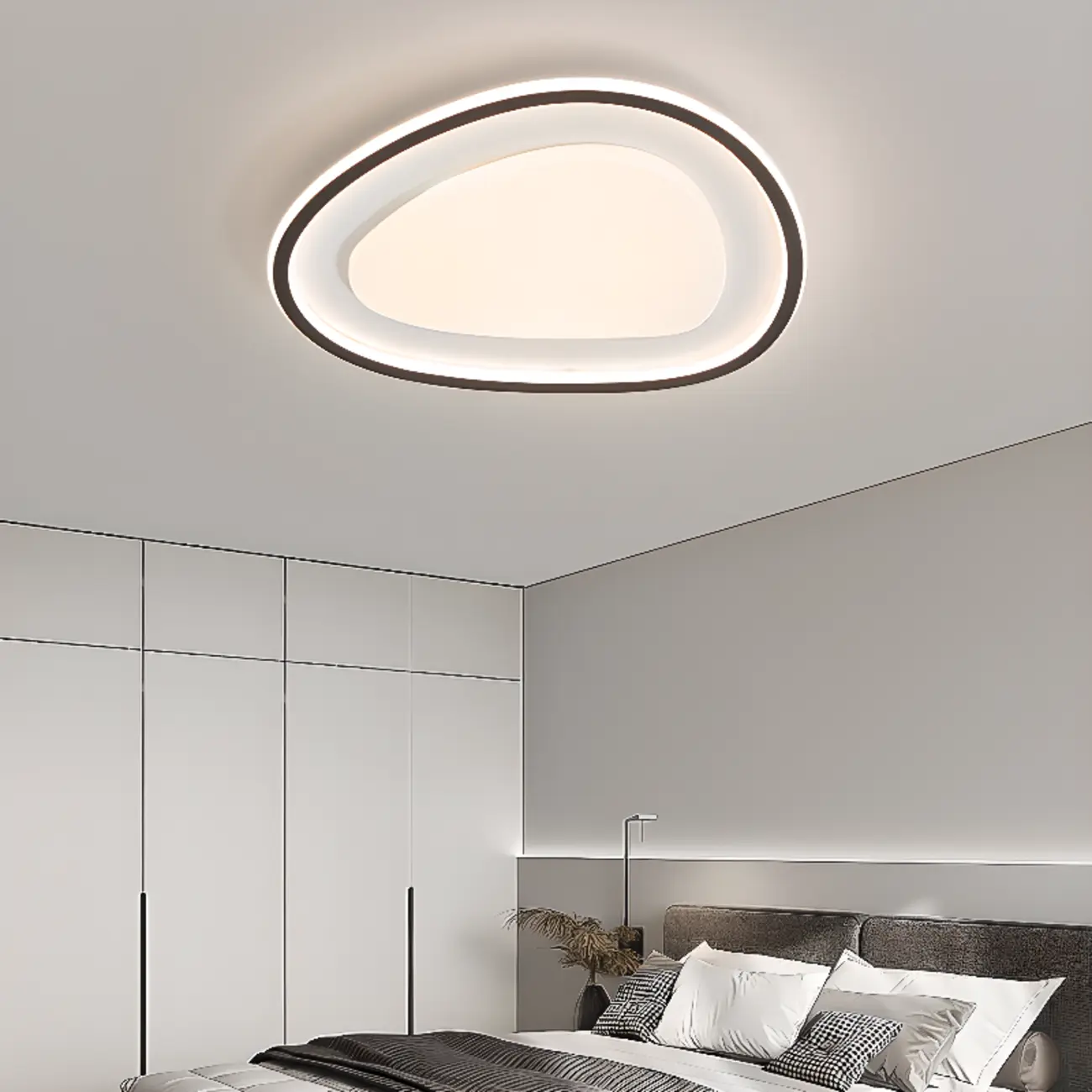 Modern Black-White Flush Ceiling Light with 3 Gear Dimming