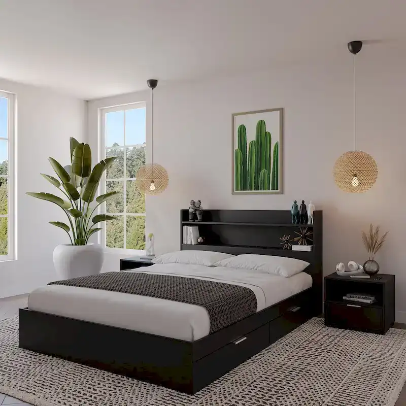 Hunter Platform Bed With Headboard And 2 Nightstands