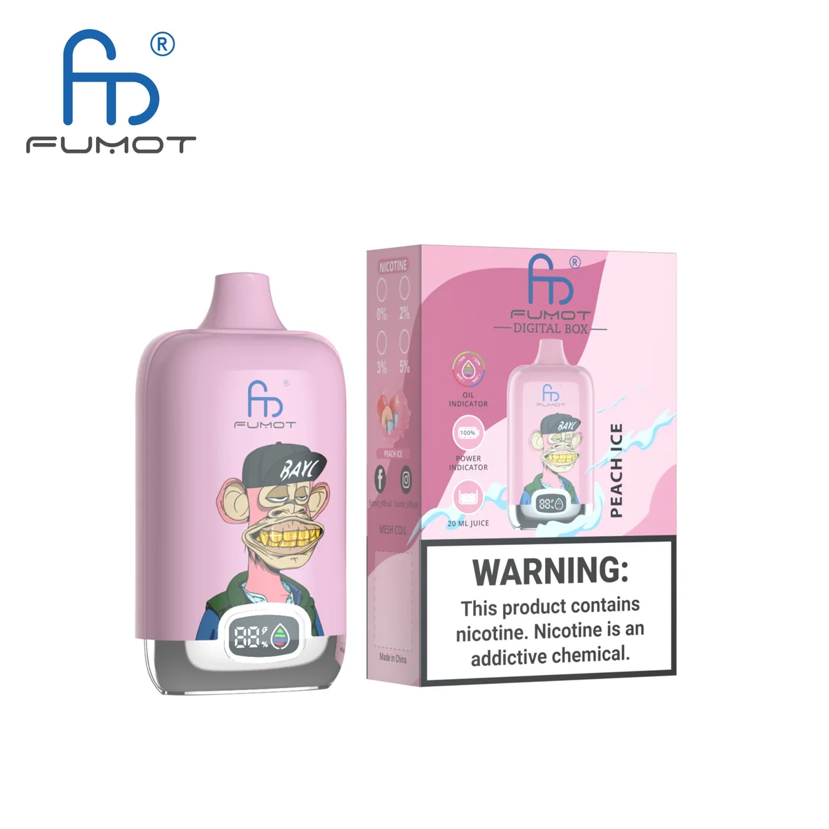 Fumot Digital Box 12000 Peach Ice – Einweg-Vape mit Einzelverpackung