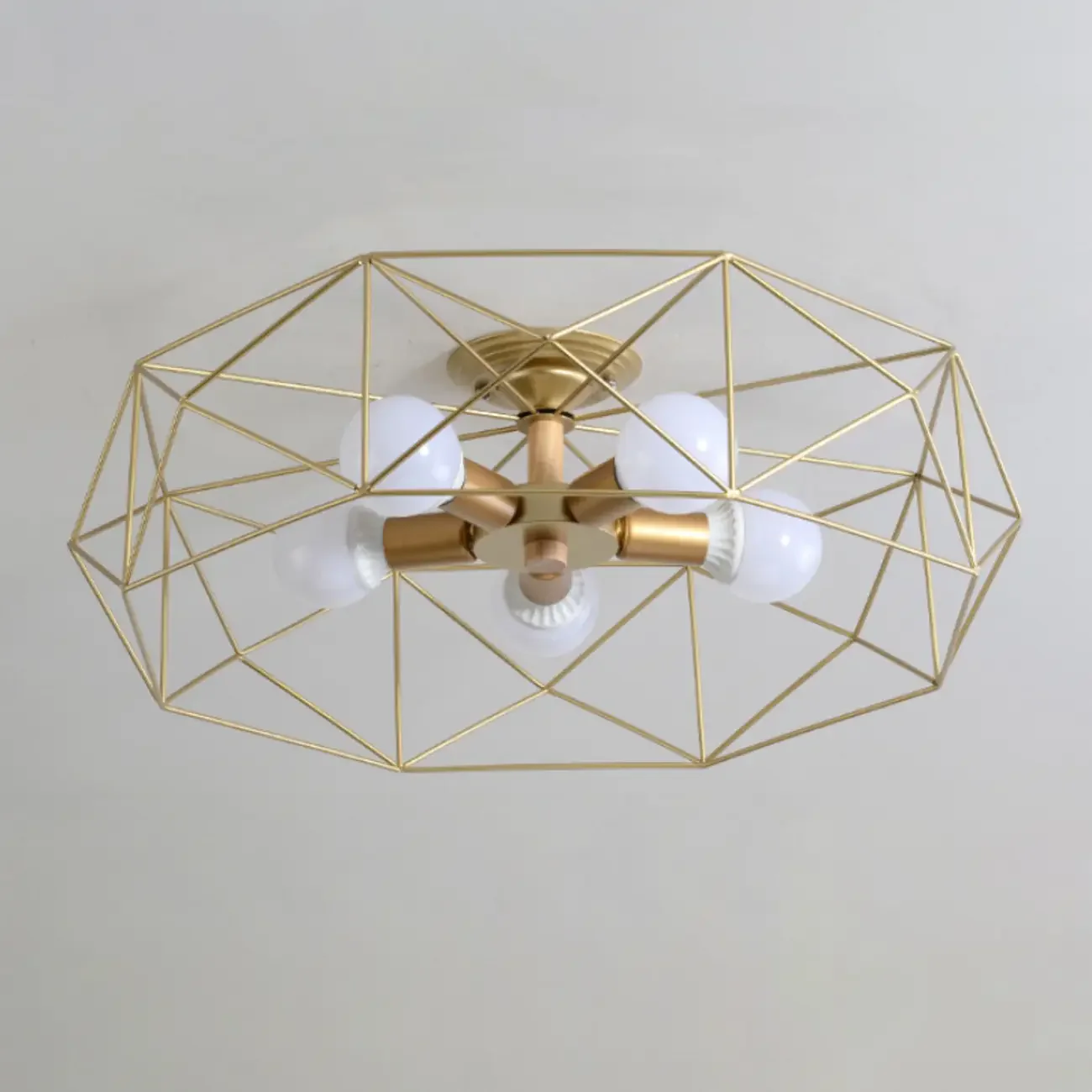 Sleek Gold Semi-Flush Ceiling Light with Iron Drum Shade