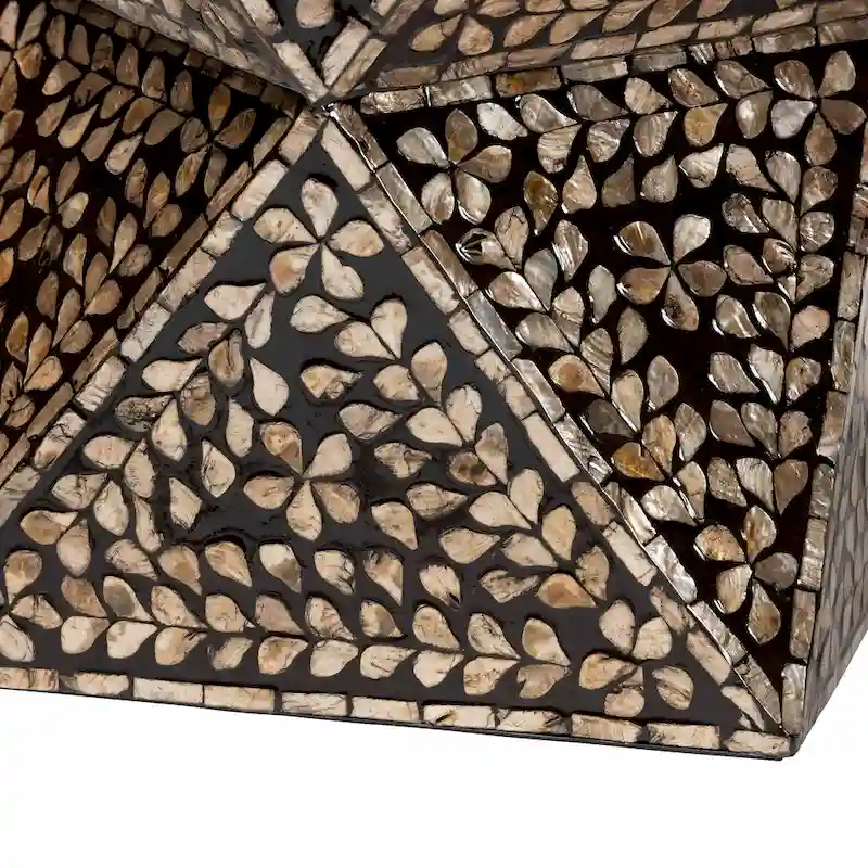 Feronia Modern Bohemian Black and Bronze Mother of Pearl End Table