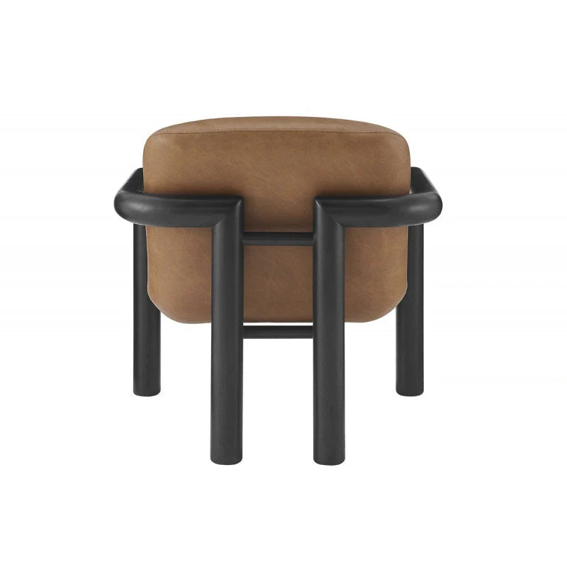 Modern Curve Wood Frame Faux Leather Accent Chair