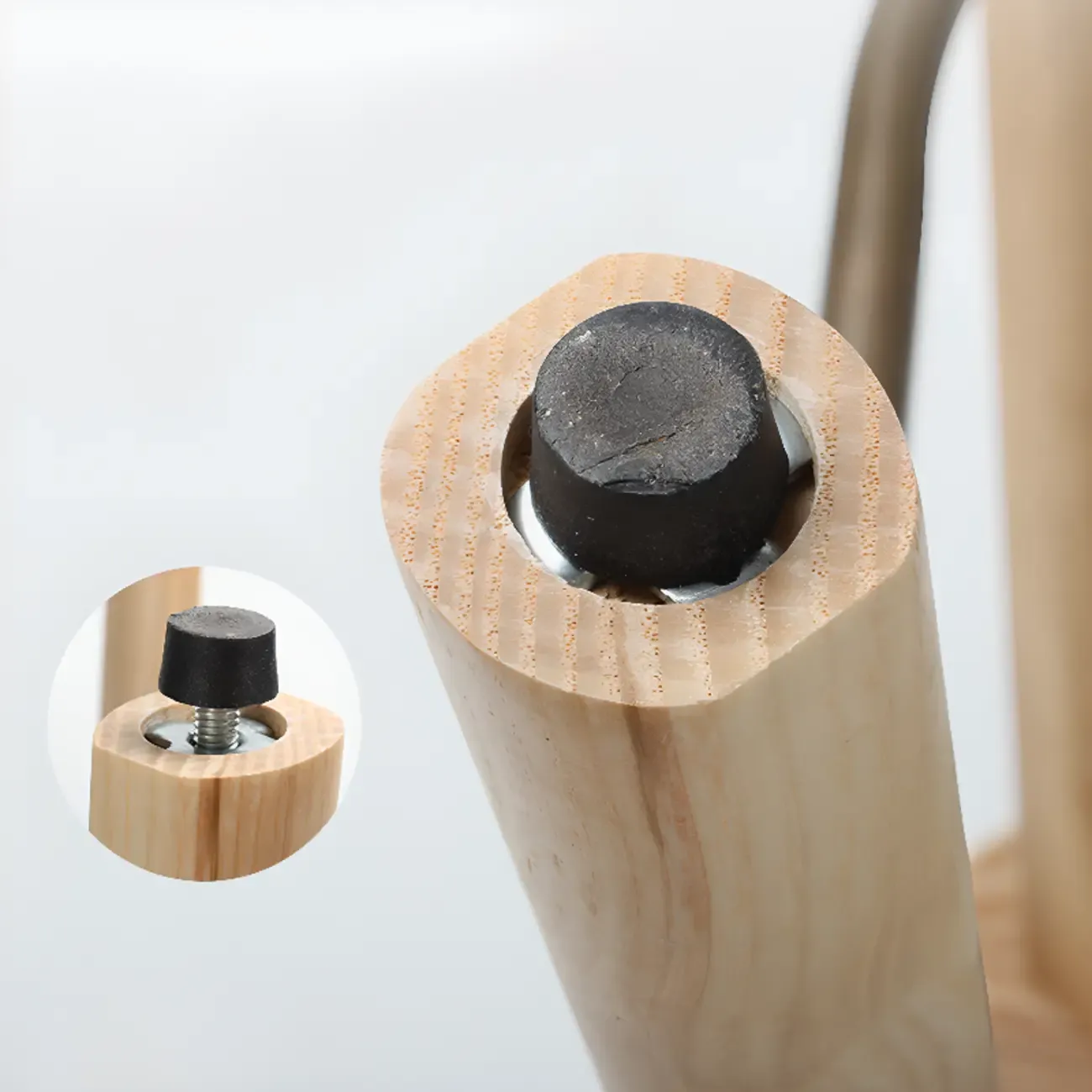 Scandinavian Wood Tufted Leatherette Bar Stools Backless