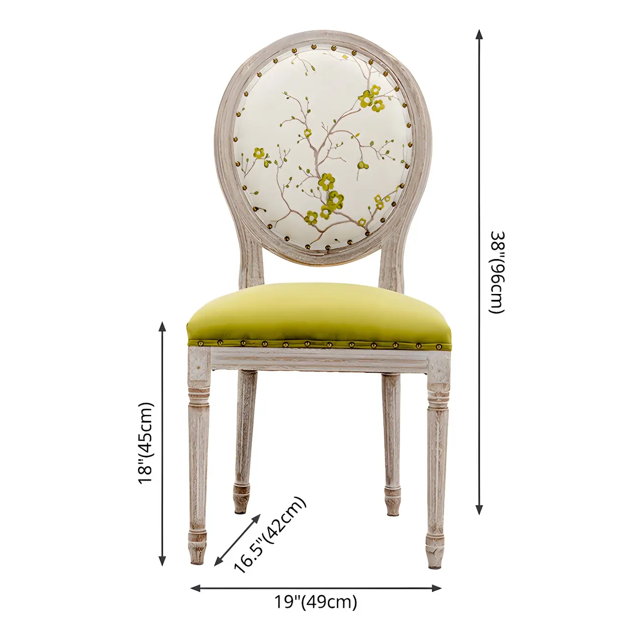 Upholstered King Louis Back Light Wood Dining Chair