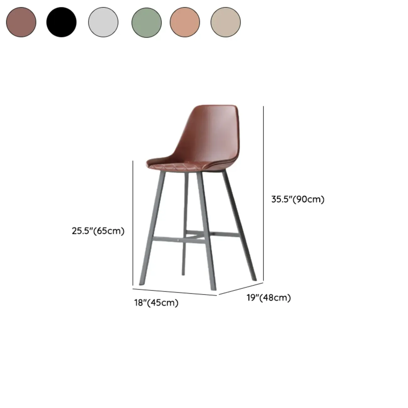 Mid-Century Modern Quilted Upholstered Leather Bar Stool