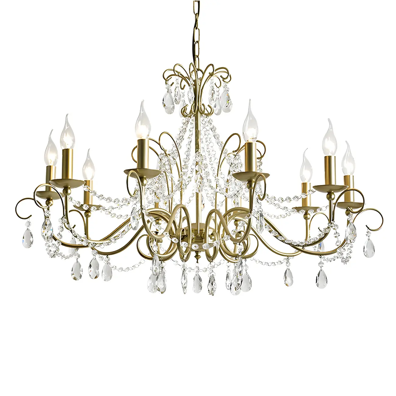 Gold Crystal Metal Elegant Classic Chandelier Light