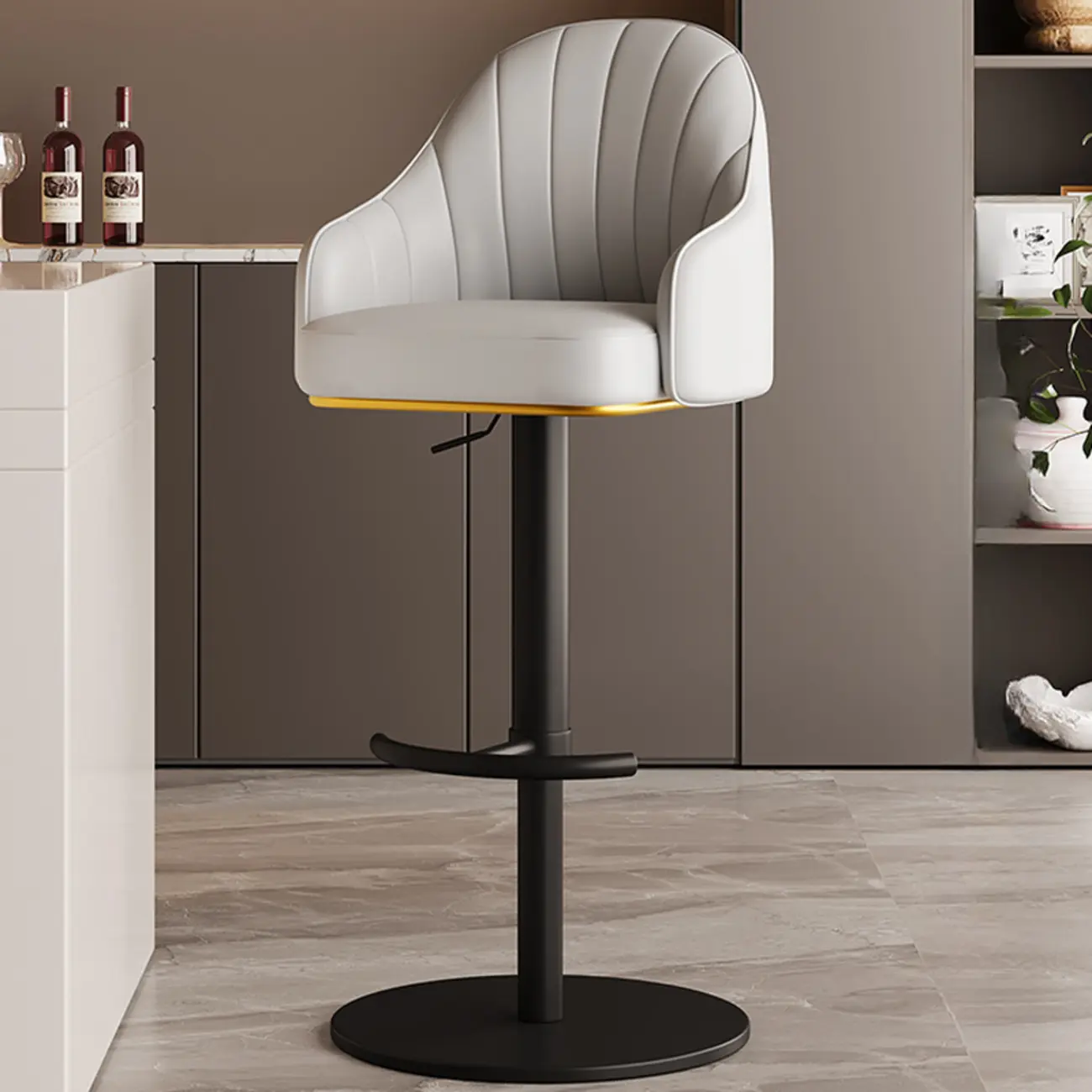 Low Back Adjustable Modern Leather Swivel Bar Stool