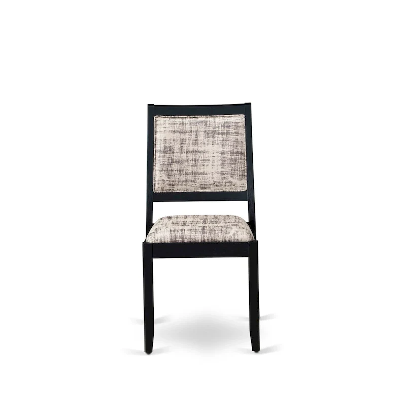 East West Furniture dining room set - a kitchen table & Stackable dining chairs - Wire-brushed Black (Pieces & Seat Options)