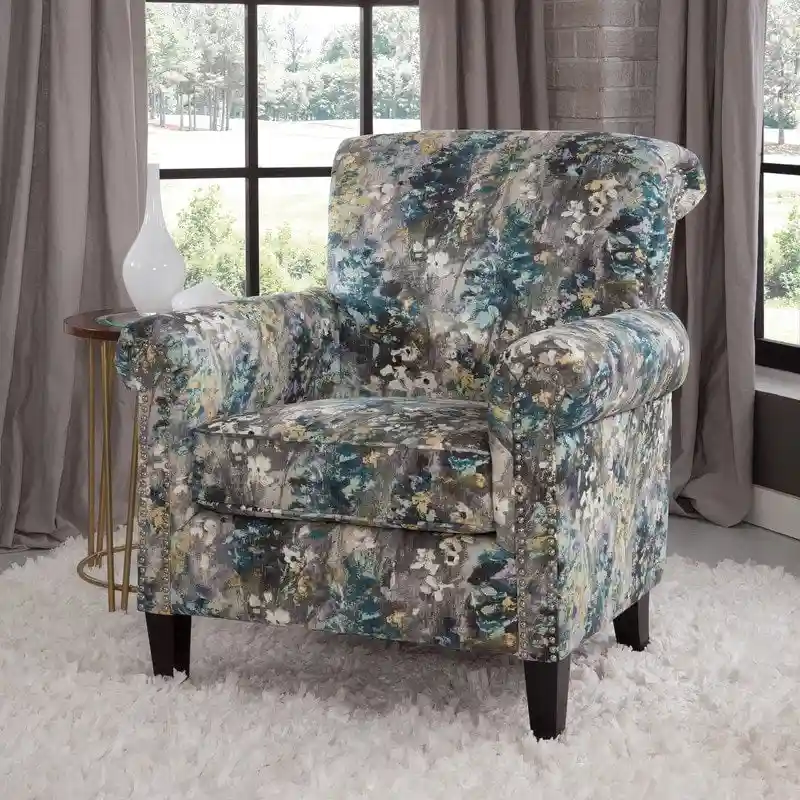 Roseanne Upholstered Accent Armchair with Silver Nailhead Trim