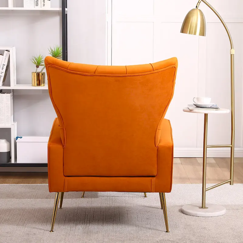 Upholstered Wingback Chair with Ottoman