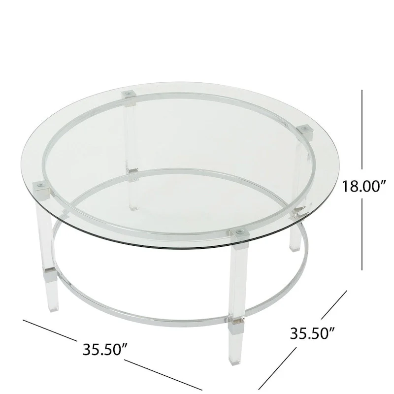 Elowen Round Glass Coffee Table by Christopher Knight Home - 35.5L x 35.5W x 18H