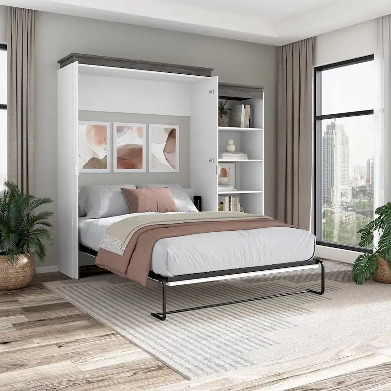 Orion Queen Murphy Bed with Shelves (97W) by Bestar