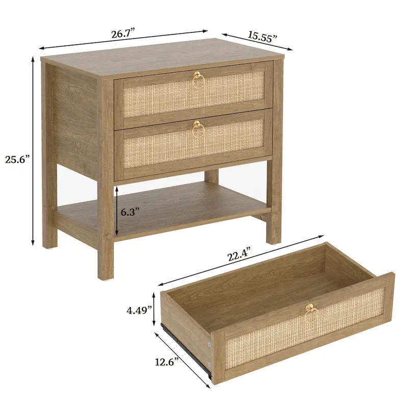 Two Bohemian Nightstands:Black,White,Cherry