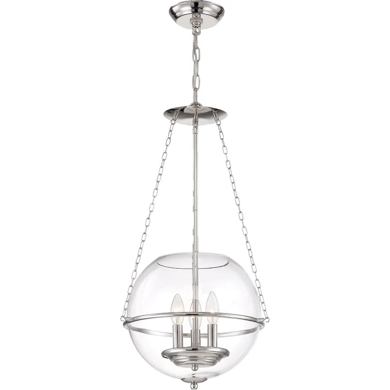 Odyssey 3-Light Pendant Fixture Polished Nickel with Clear Glass - N/A
