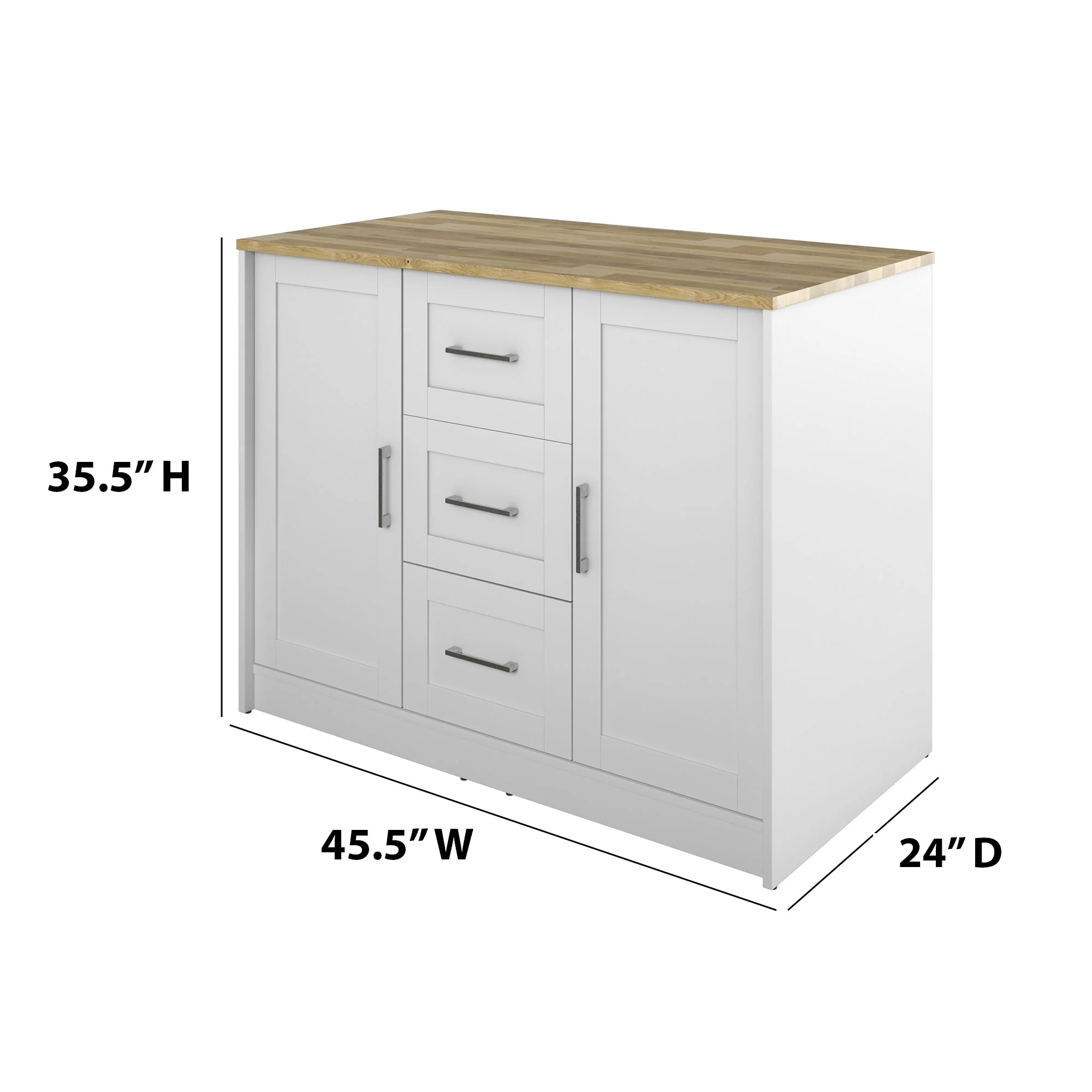 Classic Modern Kitchen Island with Butcher Block Top