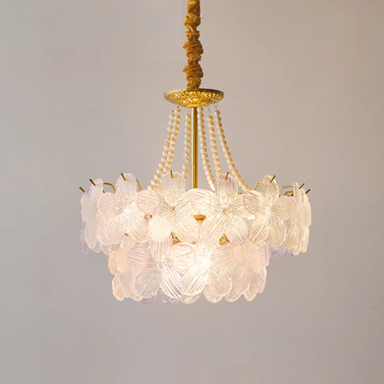 Modern Tier Round Flower Crystal Chandelier