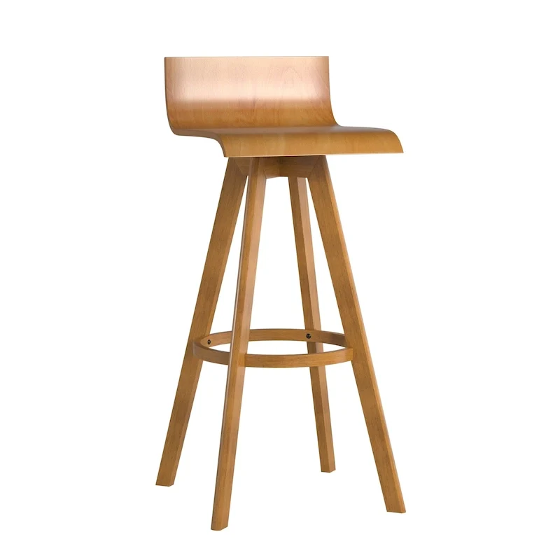 Ellery Mid-Century Modern Swivel Wood Stool (Set of 2) iNSPIRE Q Modern