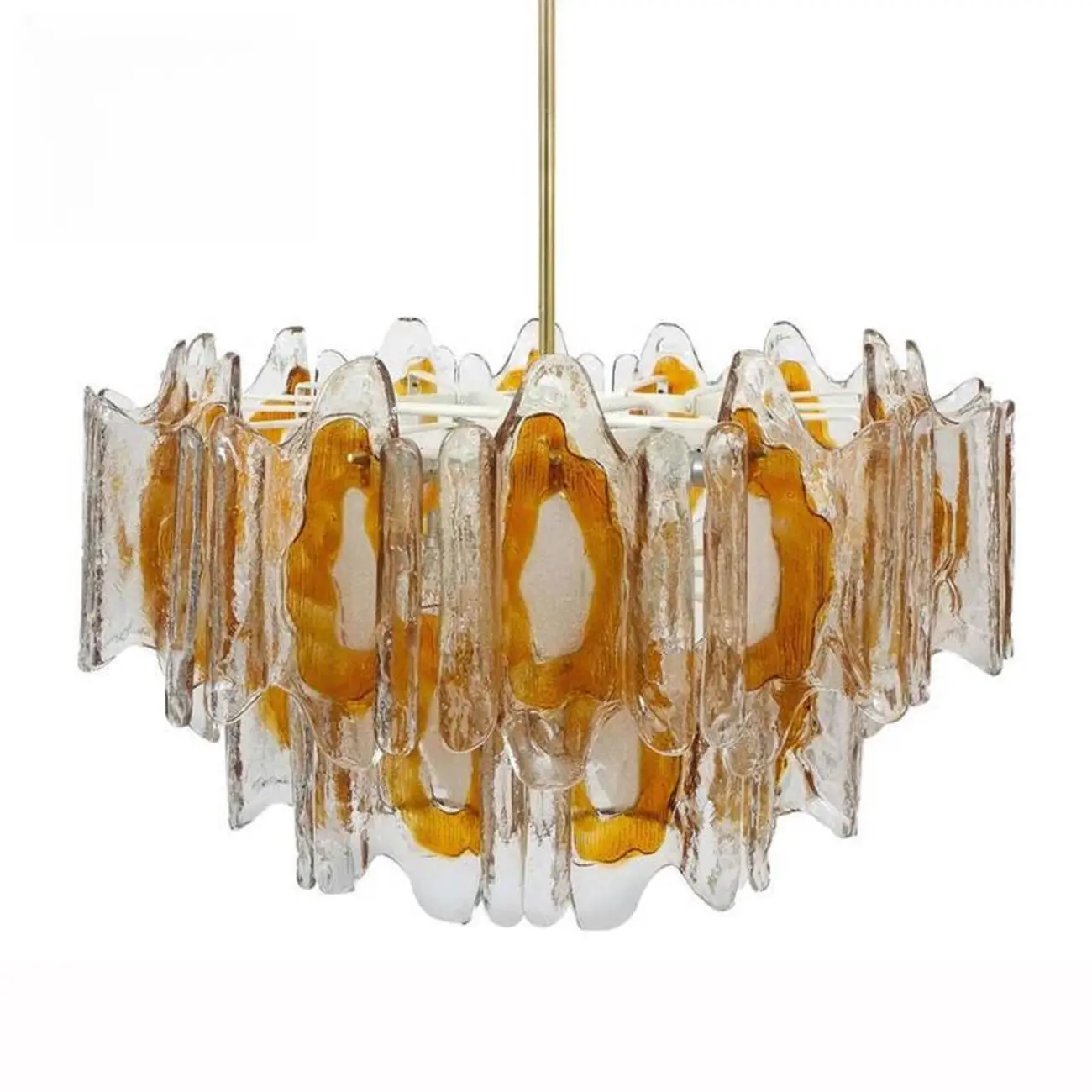 Gold Crystal Glass Flower Modern Linear Chandelier