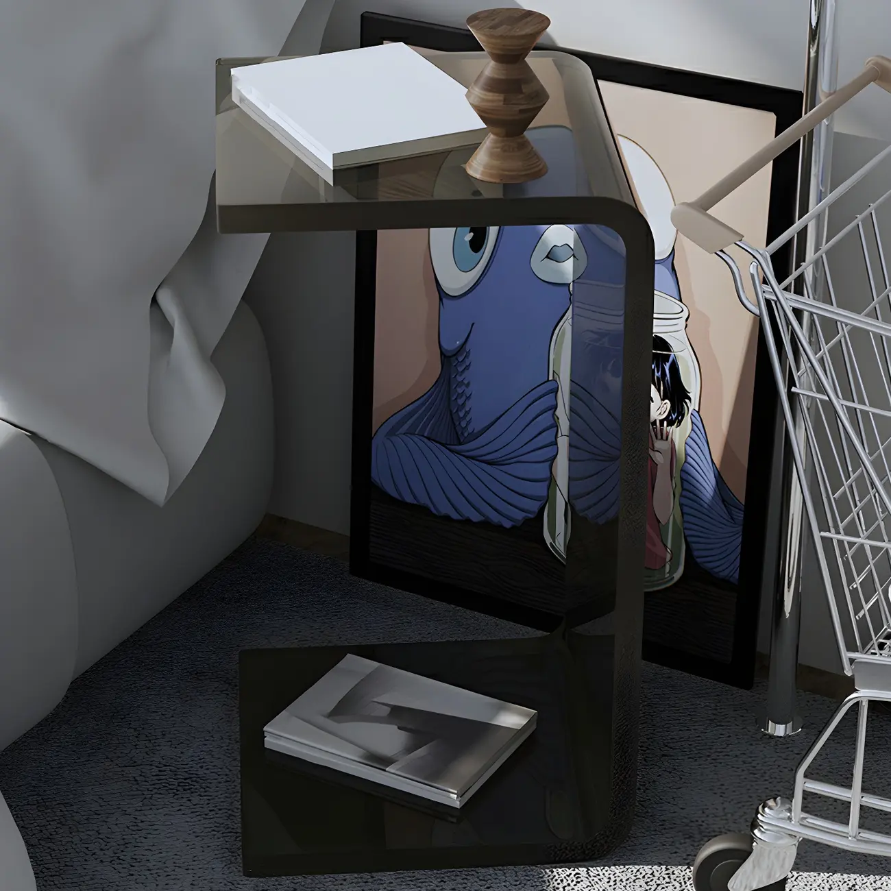 Versatile Acrylic Side Table C-Shaped