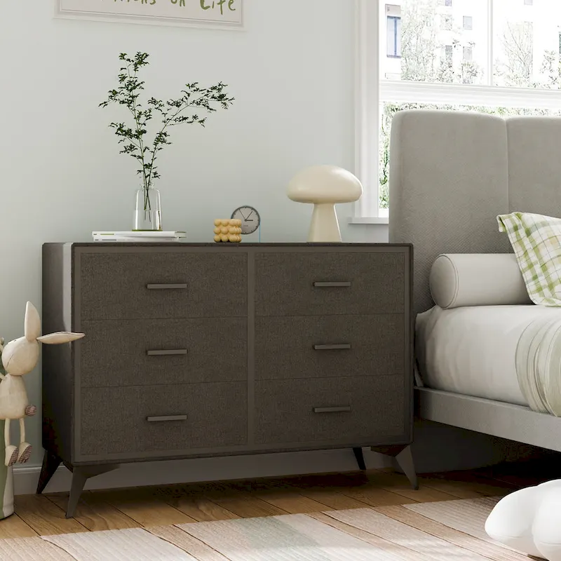 Metal-Framed Fabric Storage Dresser Cabinet with Drawer