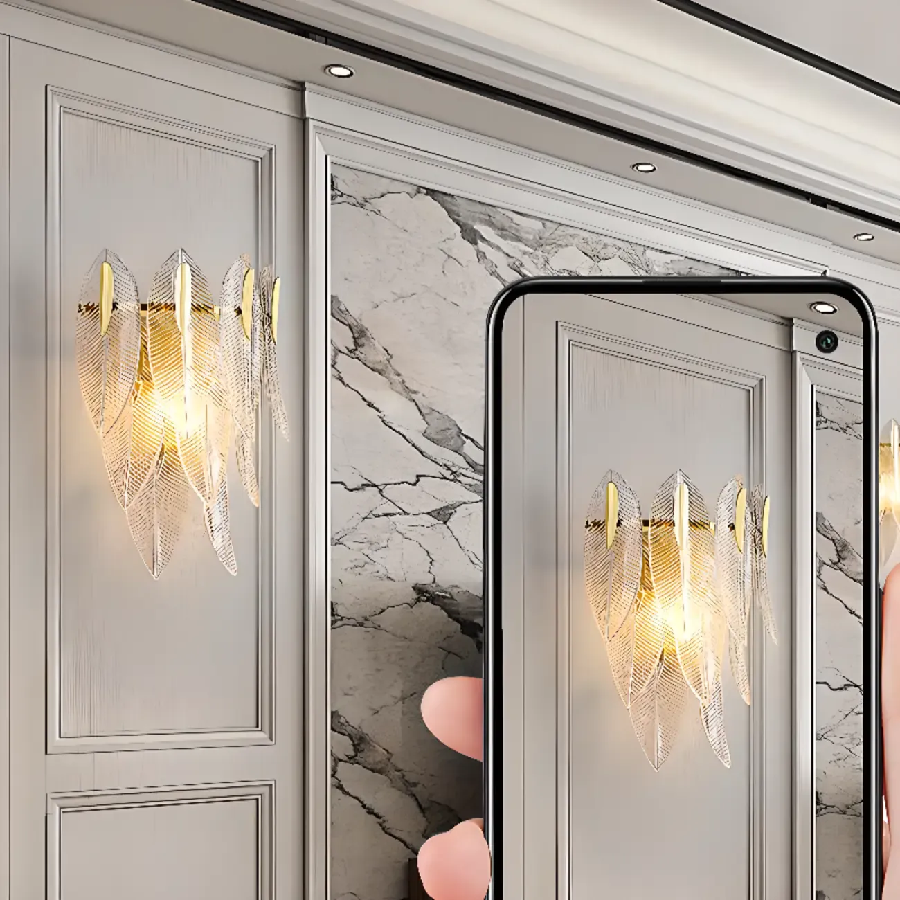 Modern 2-Light Tiered Wall Sconce with Glass Leaves & LED