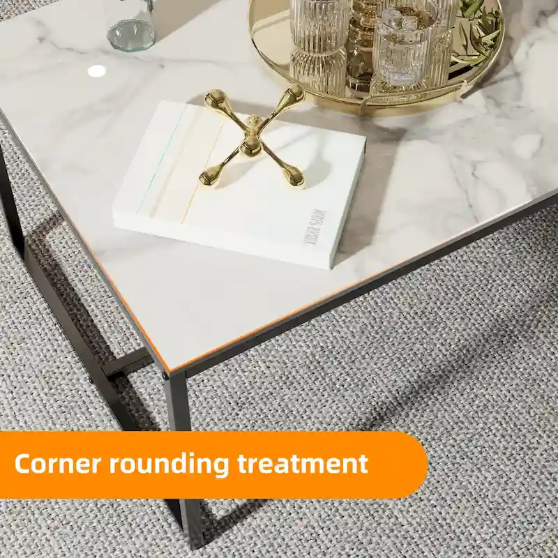 Frame Coffee Table Rectangular Cocktail Table Marble Metal Sofa Table
